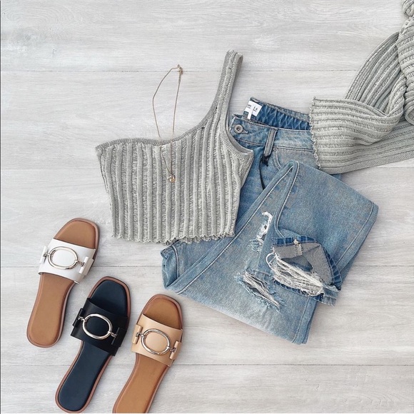 White Gold Detailing Slip On Sandal - Picture 7 of 8